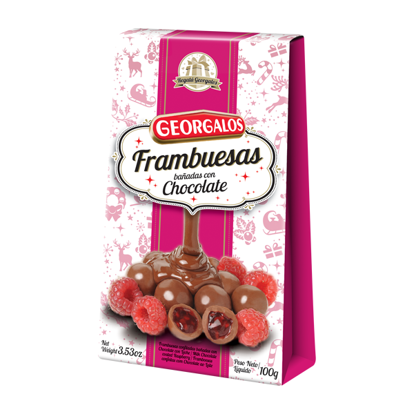 FRAMBUESAS GEORGALOS C/CHOCOLATE 100GR