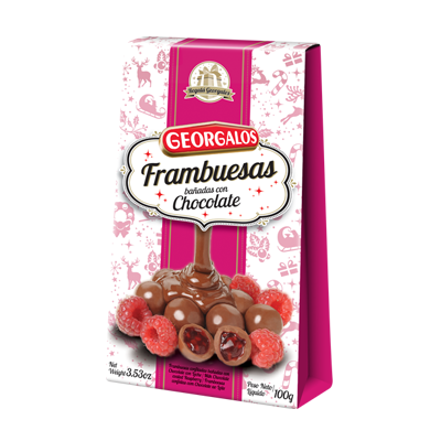 FRAMBUESAS GEORGALOS C/CHOCOLATE 100GR